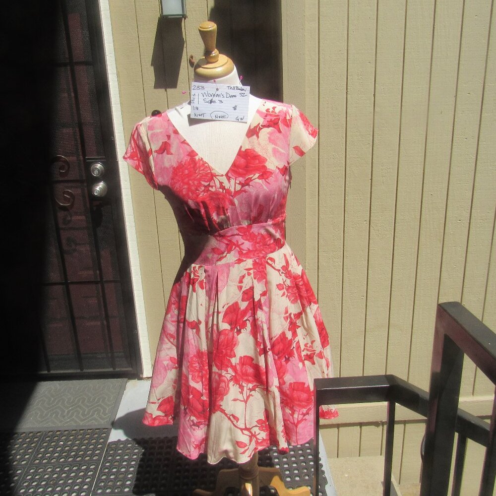 #233  NEW WOMEN'S FLIRTY CHIFFON DRESS BY TED BAKER  (SIZE 3)